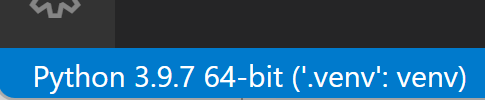 Flask tutorial: selected environment showing in the VS Code status bar