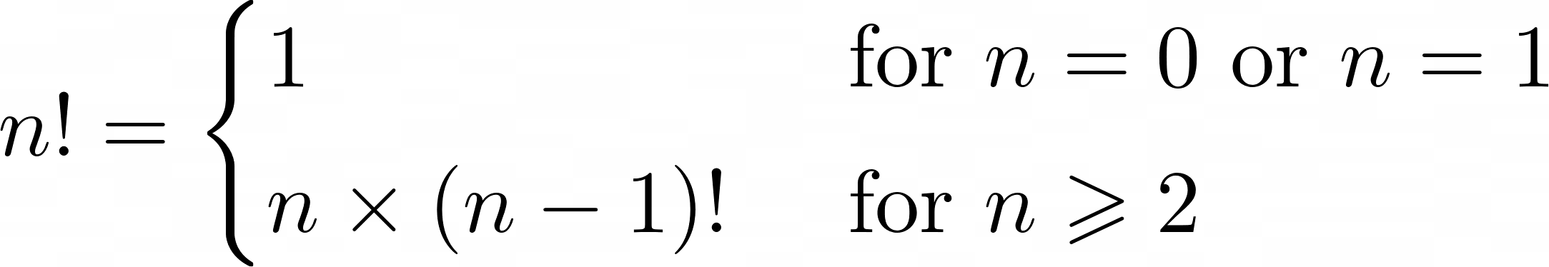 Recursive definition of factorial
