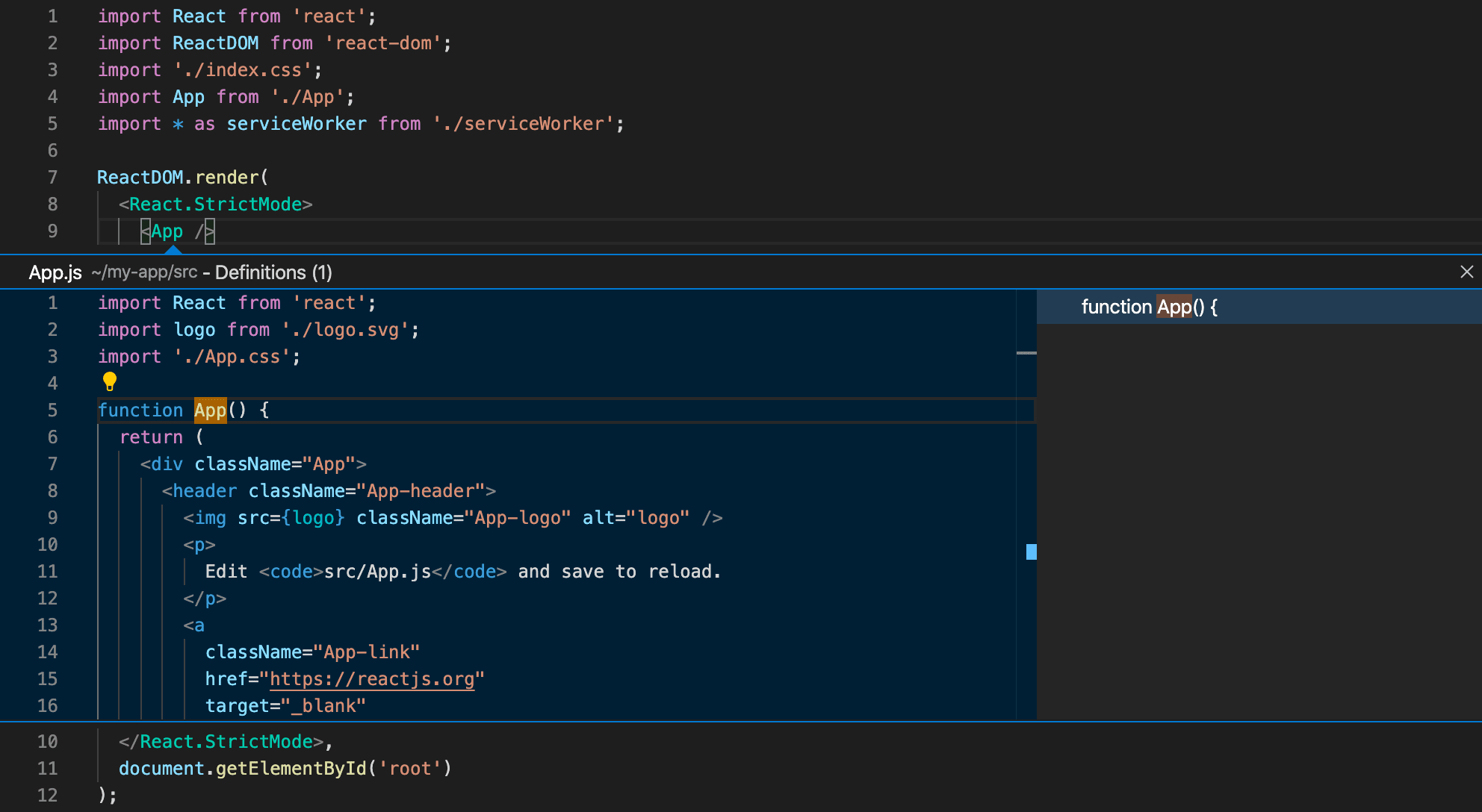 React Peek definition