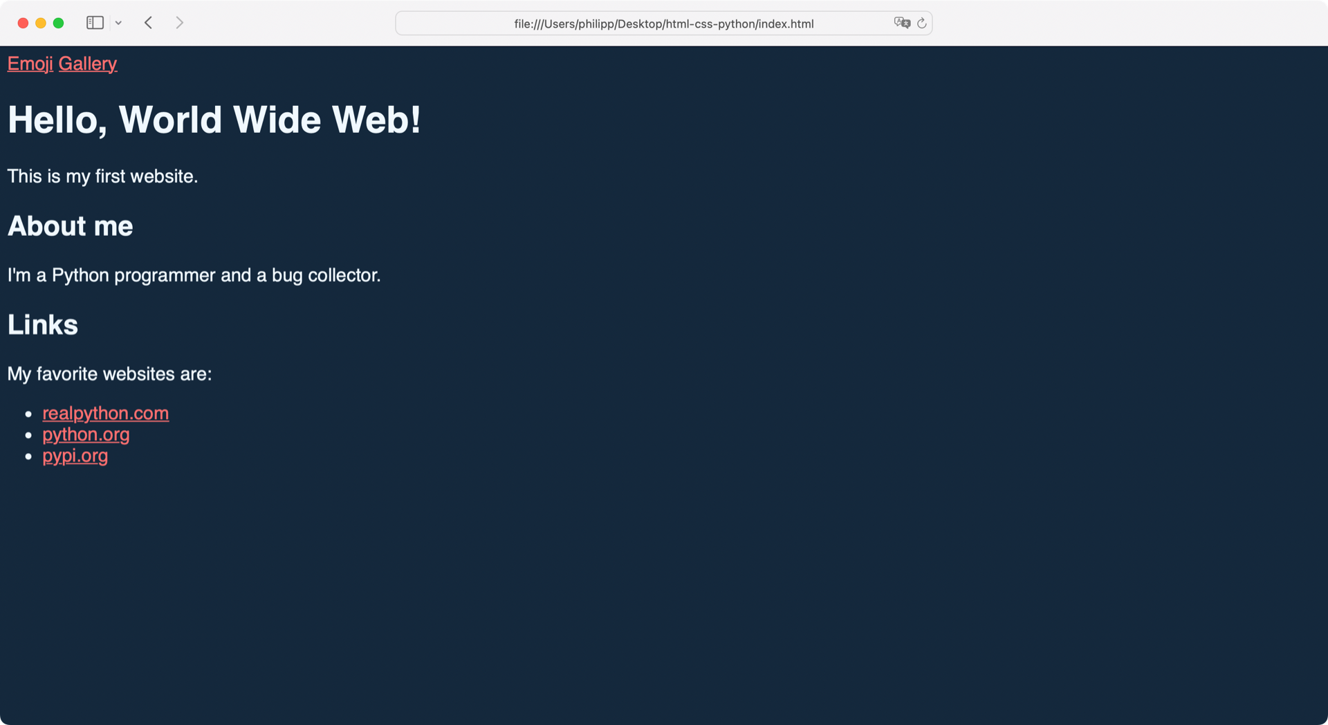 Screenshot of an HTML page with styling.