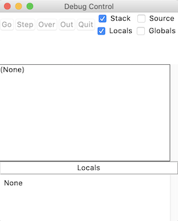 shows a blank debugger window in python idle