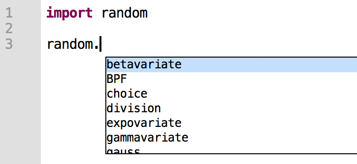 Thonny's Code Complete Feature