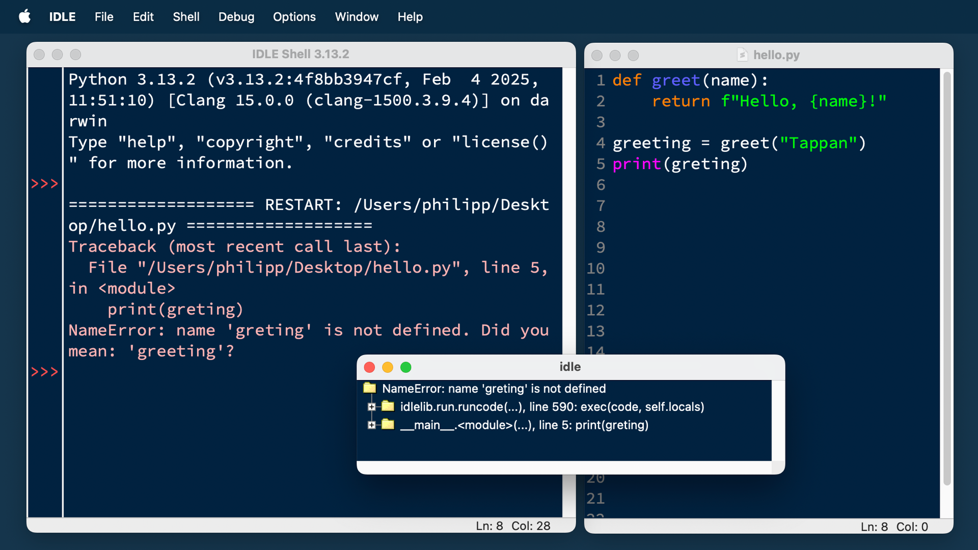 IDLE stack viewer window