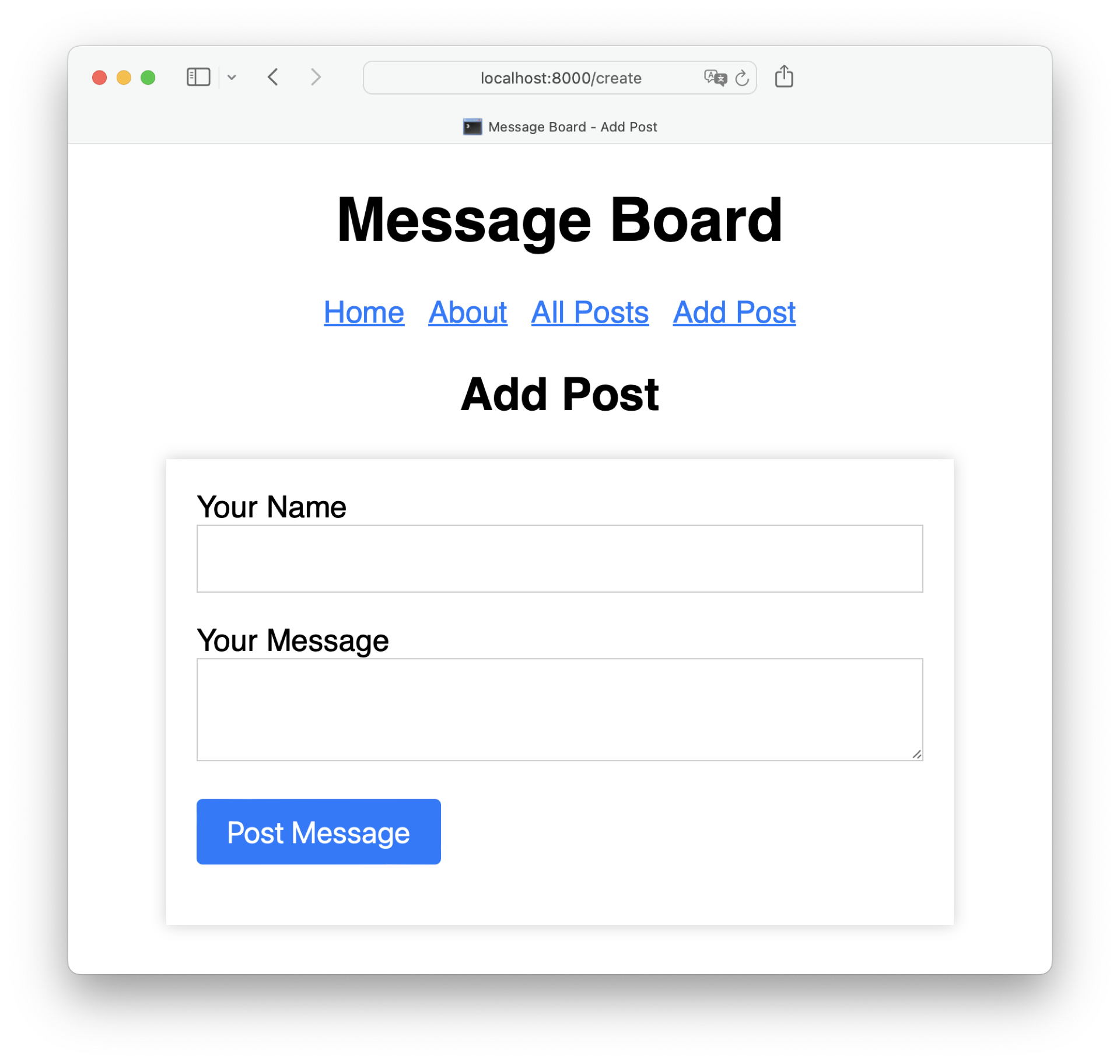 Page with a styled form