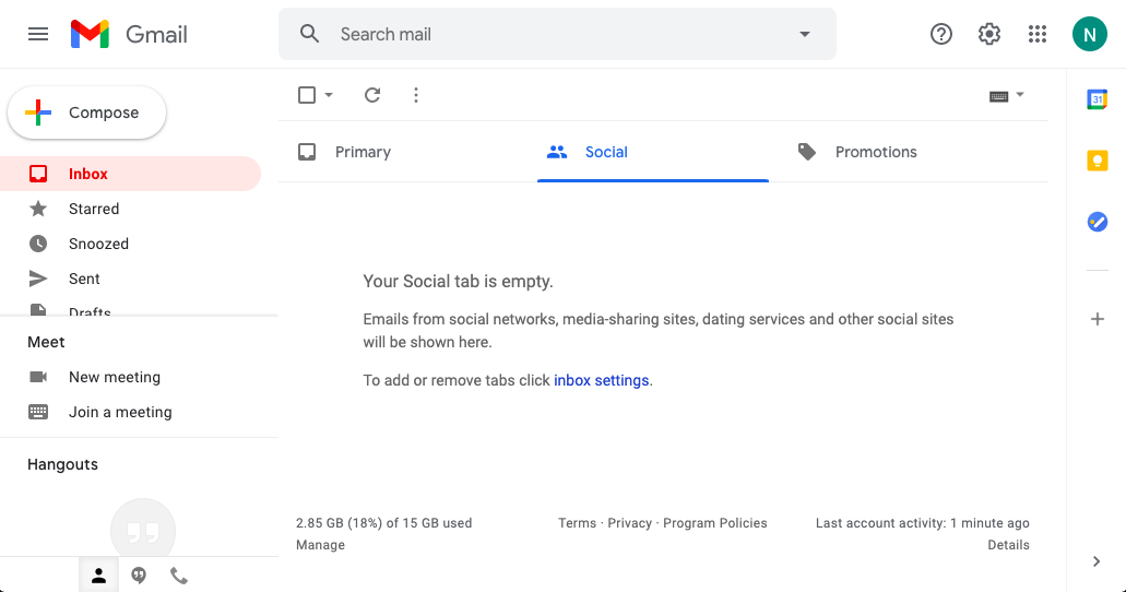 A webmail web app page as an example for a dynamic webpage