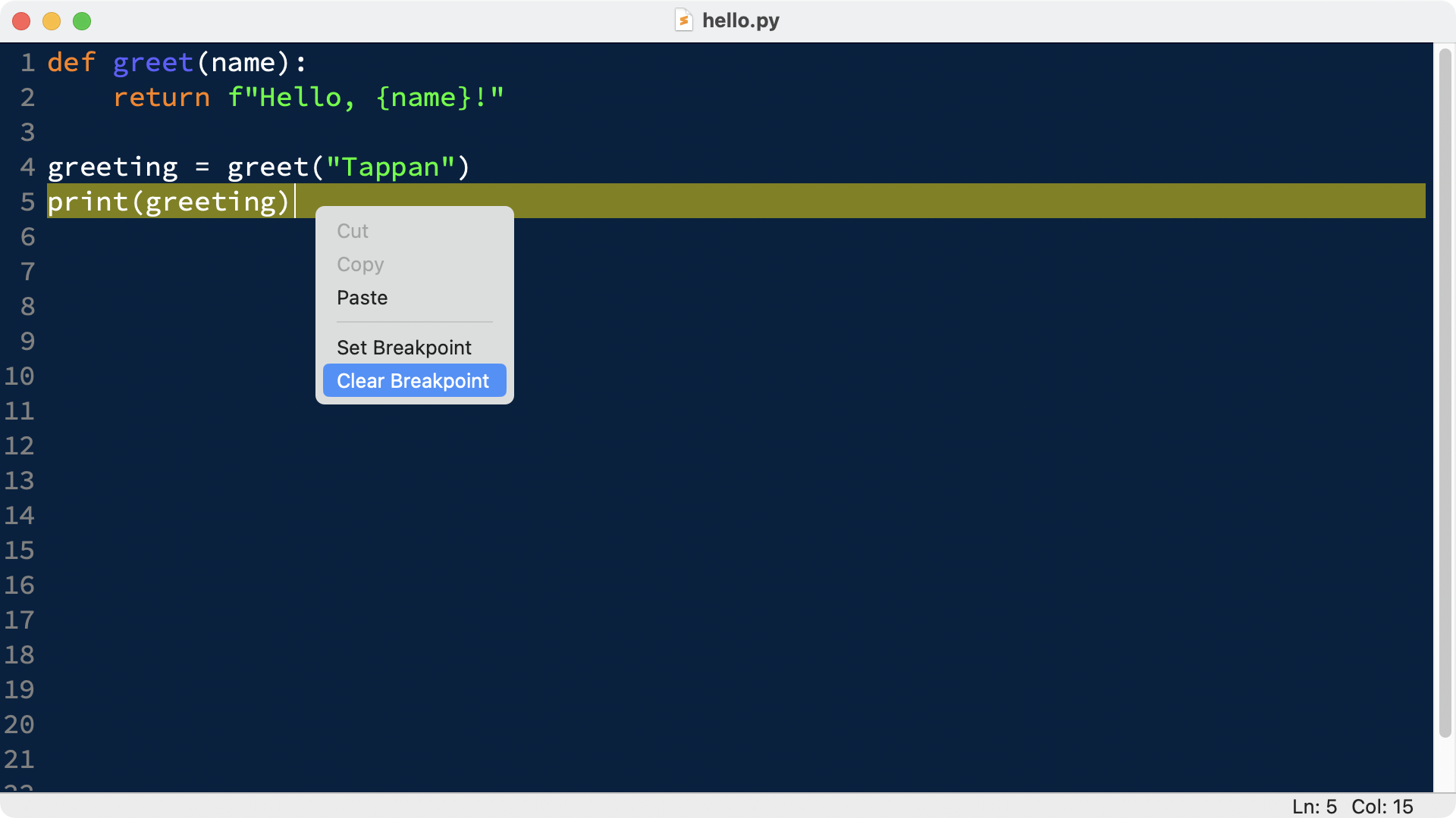 IDLE clear breakpoint context menu