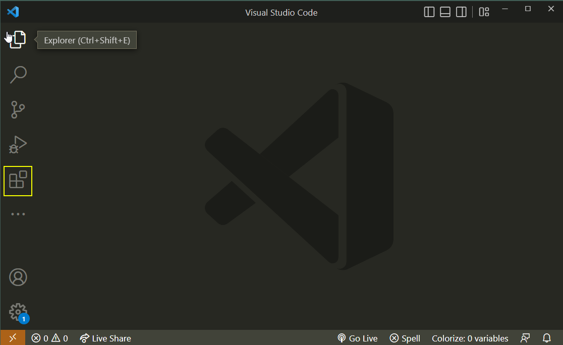 The Extensions button in VS Code