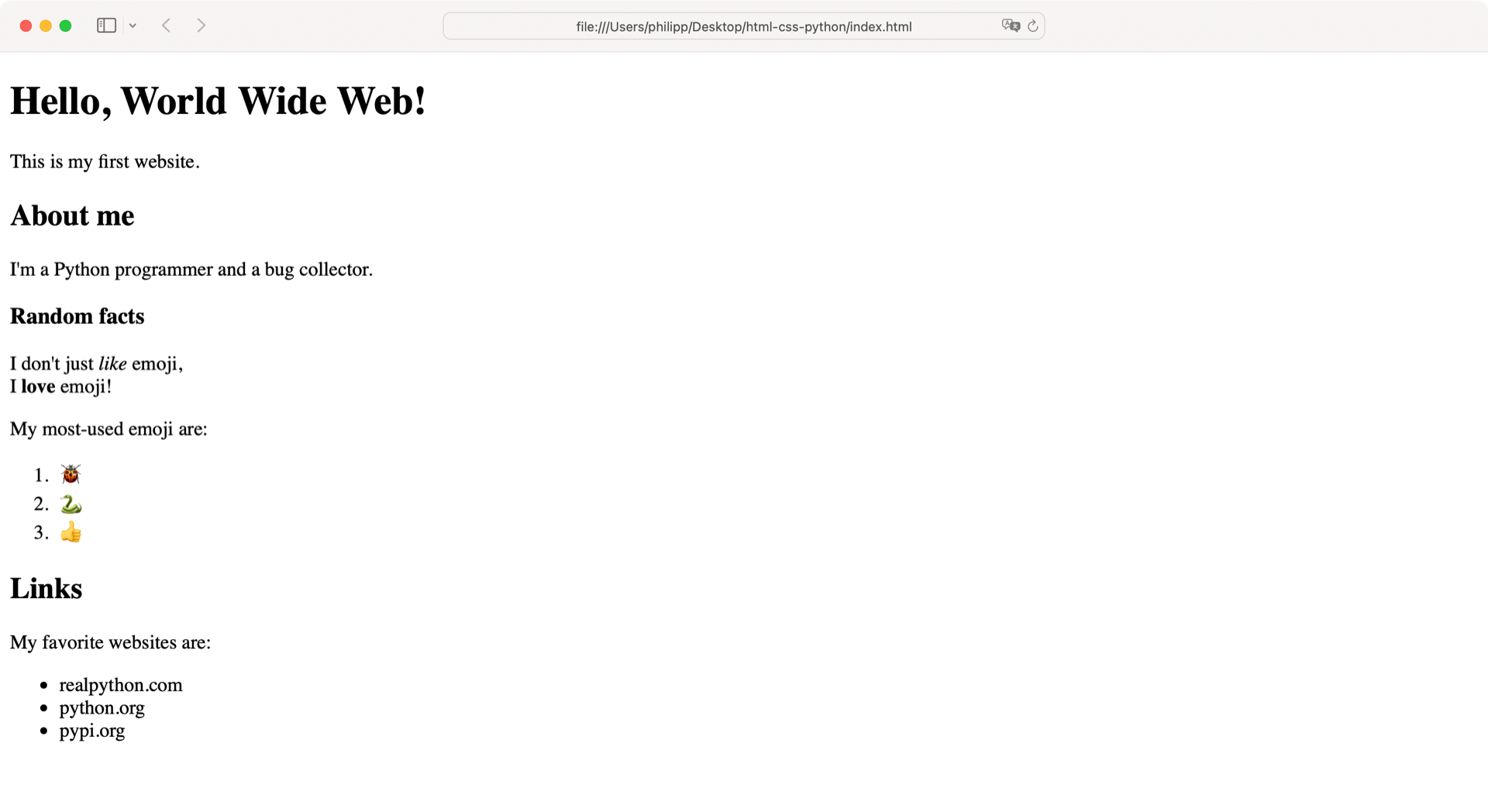 Screenshot of an HTML page with default browser styling.